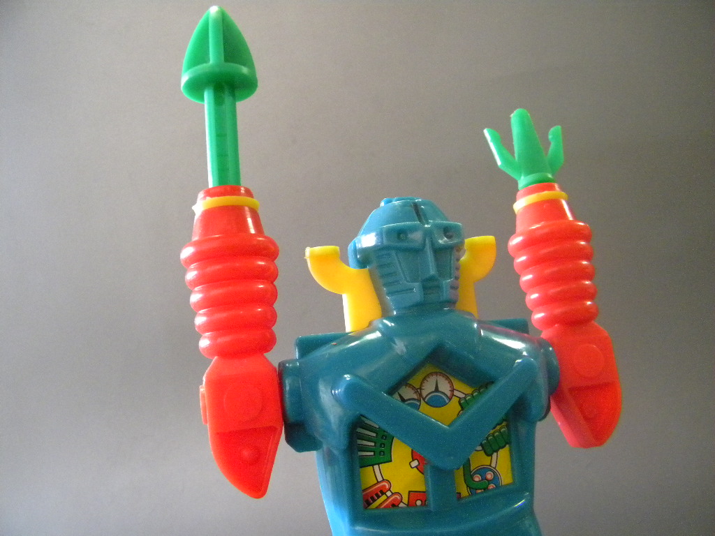 当時物 ☆ナガサキヤ菓子 ロボット！ size.16.5㎝ メカ回転 手可動