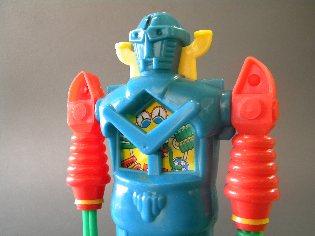 当時物 ☆ナガサキヤ菓子 ロボット！ size.16.5㎝ メカ回転 手可動