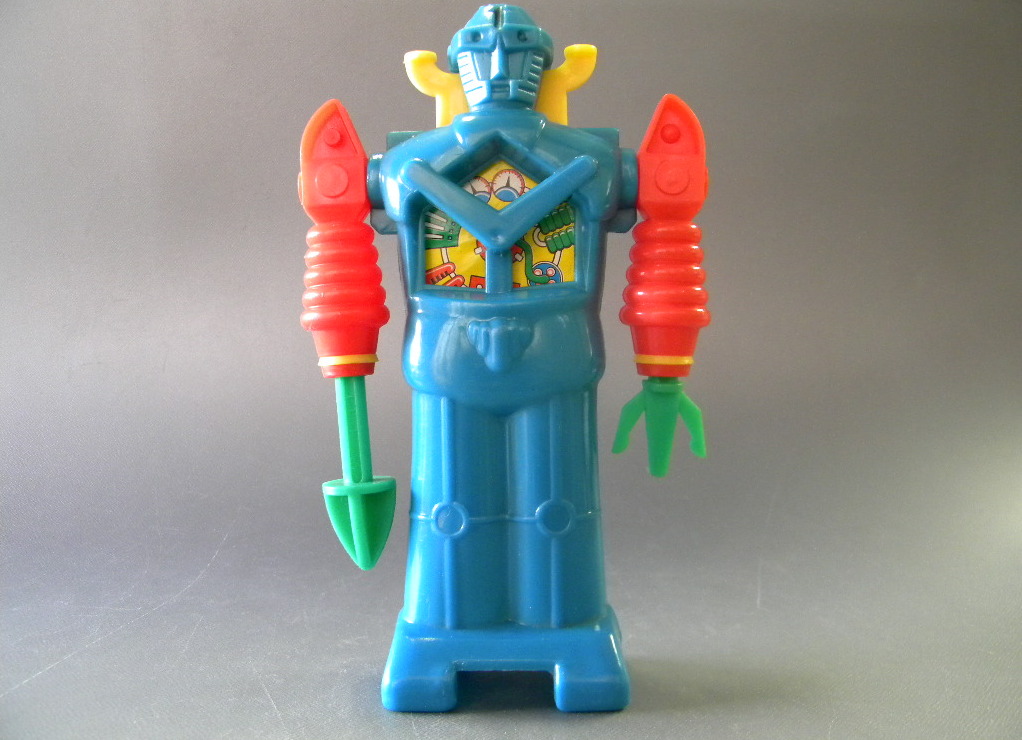 当時物 ☆ナガサキヤ菓子 ロボット！ size.16.5㎝ メカ回転 手可動