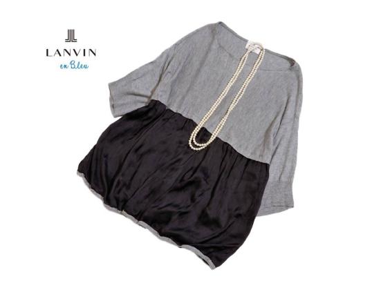 美品 LANVIN en blu ランバン 可愛い 切替 プルオーバー 38