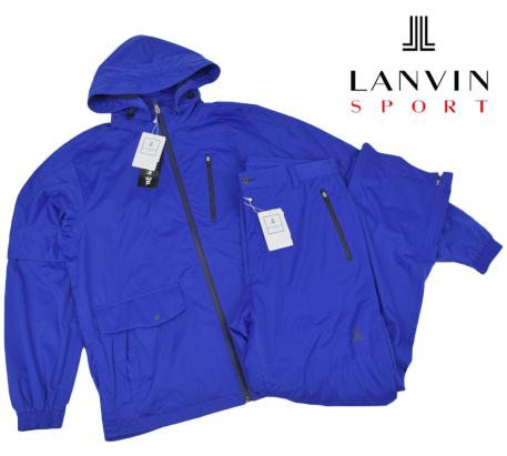 【新品，2026】 訳あり 6.9万 LANVIN SPORT ゴルフ レイン ウエア ジャケット パンツ 上下セット 40 青 ランバン スポール VMH7011Y6-B02/VMH7012Y6-B02(レインウエア)｜売買されたオークション情報、yahooの商品情報をアー レインウエア