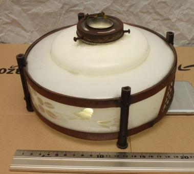レトロ　ペンダントライト　電笠　ミルクガラス照明　昭和　大正　電傘　状態良 n427 大正～昭和初期 乳白ミルクガラス電笠/電傘電燈笠アンティーク