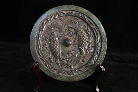 慶應◇古銅鏡コレクション 櫛歯文圏神獣鏡 中国後漢時代 銅鏡 銅製 賞