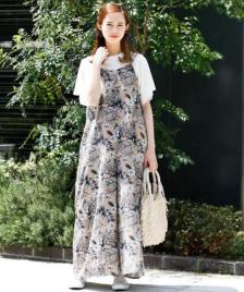 新品 アーバンリサーチ KBF リゾート柄サロペット ベージュ