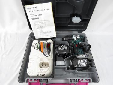 【美品】日立 インパクトドライバ WH14DML(2LCK)(M) メタリックグリーン 10209515