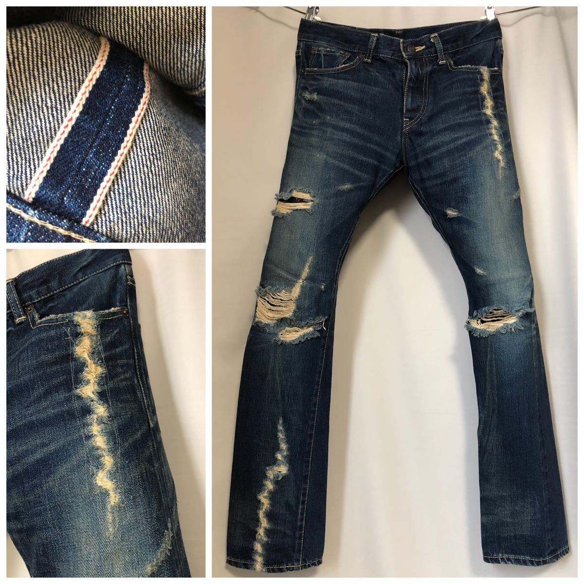 glamb グラム セルビッチ 赤みみ ダメージ加工デニム 2 M ジーンズ