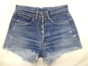 ビンテージ LEVIS リーバイス 501 E インディゴ デニム パンツ カット 