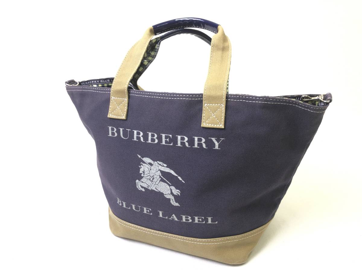 BURBERRY BLUE LABEL◇ロゴデザイン キャンバス地トート バッグ