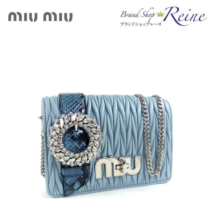 得価，本物保証 MIUMIU マテラッセ パイソン ベルト クリスタル チェーンショルダー クラッチ バッグ 5BF068(かばん、バッグ)｜売買されたオークション情報、yahooの商品情報をアーカイブ公開 - オークファン かばん、バッグ