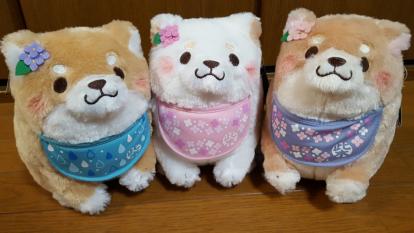 即決　全3種セット　忠犬もちしば　ガールズおしゃれ　ぬいぐるみ2　新品　非売品　紙タグ付き　うめ　きなこ　さくら
