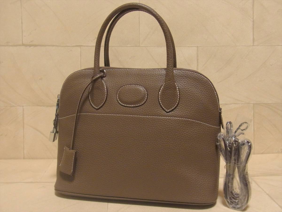 極美品 型押しレザー ブガッティ型 31cm 2WAY ハンド ショルダー 