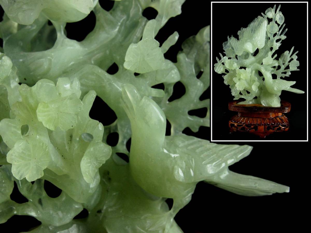 安い，新作登場 櫟 中国古玩 玉製 翡翠 鳥草花彫刻置物 22cm 381g 唐木台付 唐物骨董 h C164 U/(彫刻、オブジェ)｜売買されたオークション情報、yahooの商品情報をアーカイブ公開 - オークファン その他