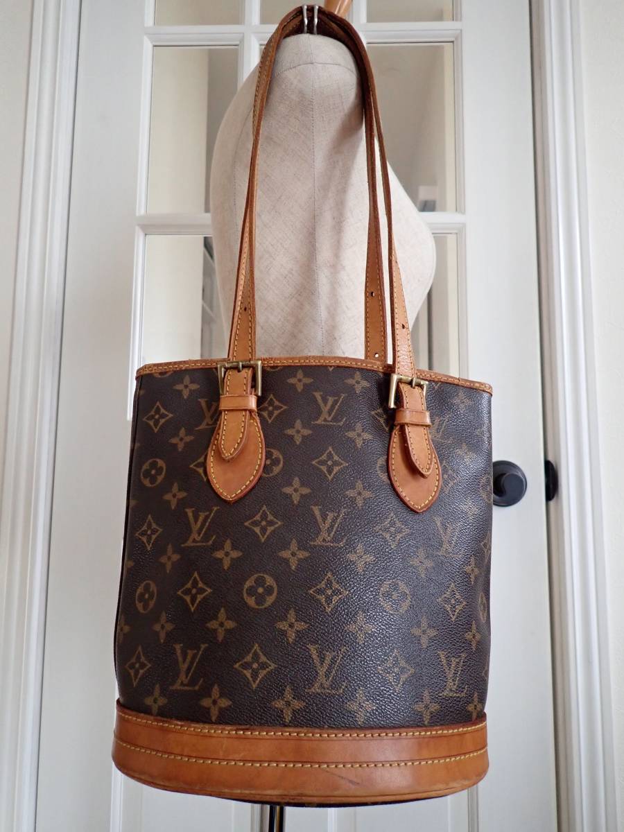 Louis Vuitton ヴィトン　モノグラム　バケツ　バック　ヴィンテージ LOUIS・VUITTON】FRANCE製オールドモノグラムバケツ型バック☆正規品