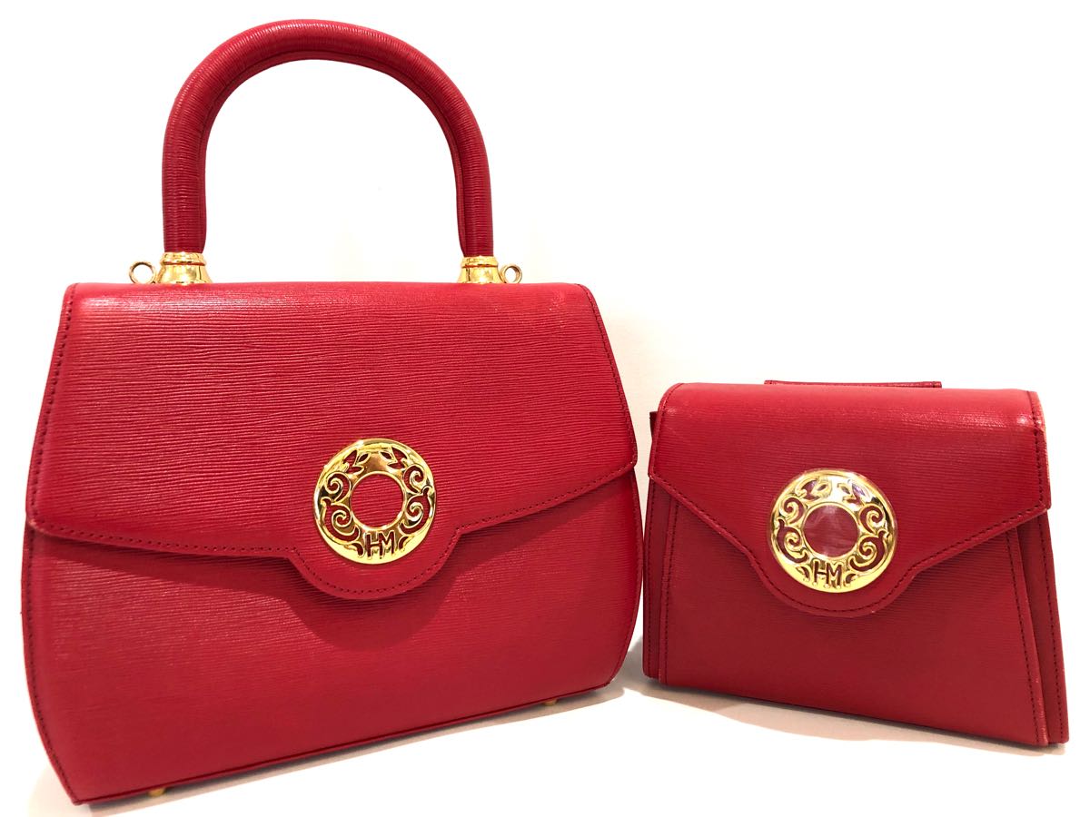 HANAEMORI ハナエモリ 森英恵☆2点セット 2way レザー ハンドバッグ 