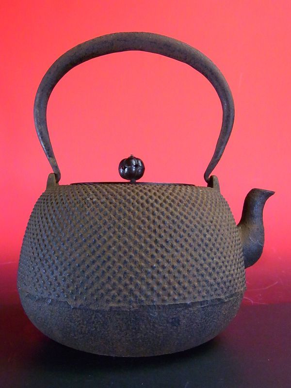 煎茶道具 龍文堂 大國造 鉄瓶 龍鳳凰紋 銅製蓋 時代 旧家 初だし