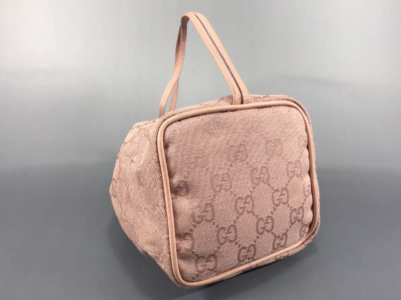 GUCCI グッチ 巾着袋 ポーチ ミニバッグ GG柄 GGキャンバス レザー 