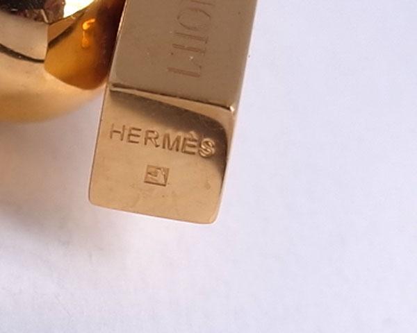 決算特価♪美品【エルメス★HERMES】2001年限定 地球モチーフ テラ カデナ 南京錠 ゴールド×赤茶 レザー付き ペンダント 男女可
