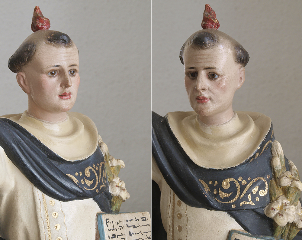 聖ビセンテ・フェレール 33.7cm 聖人像 グラスアイ ヴァンサン・フェリエ 1930年聖人彫刻 アンティーク/ F274