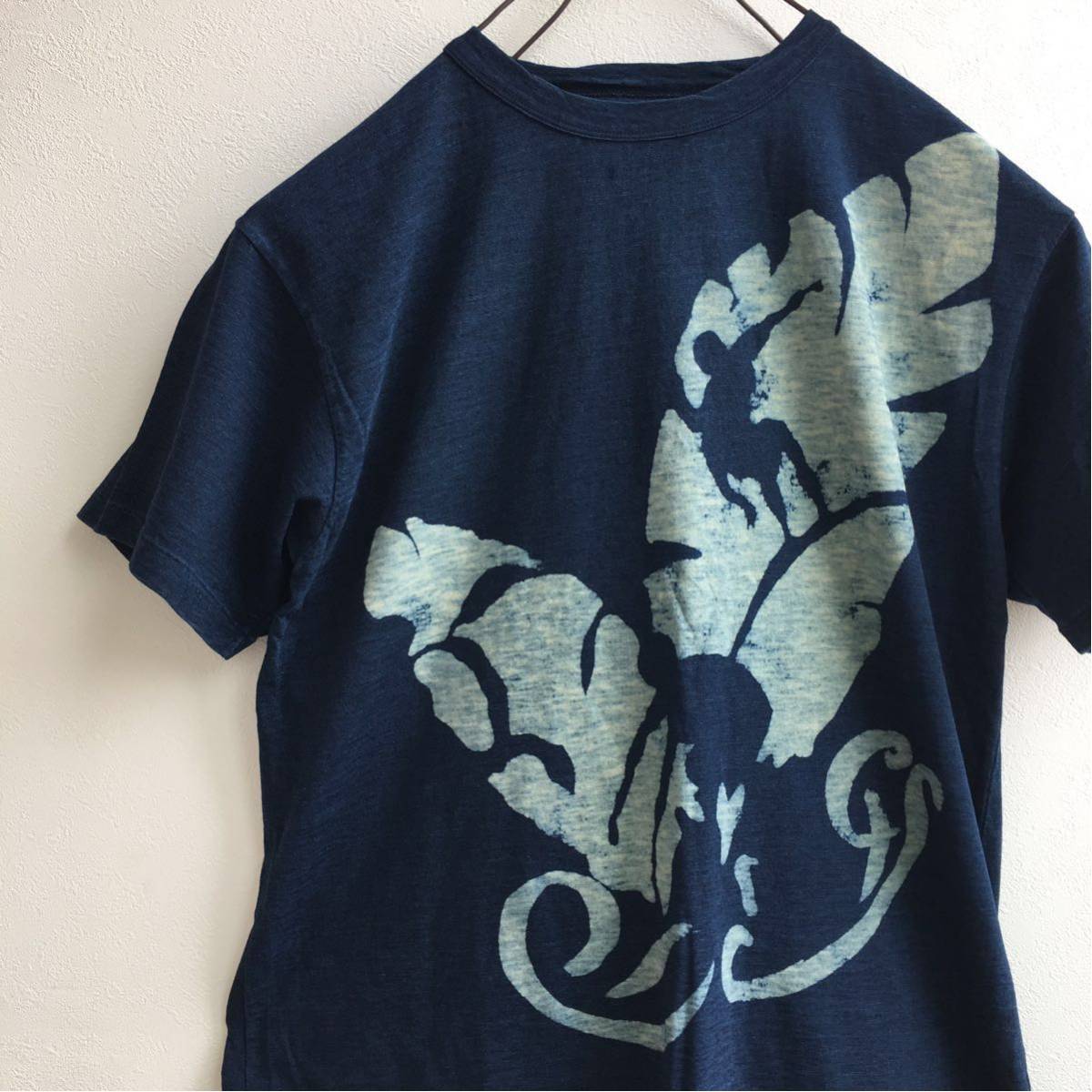 45rpmメンズスタンダードインディゴ天竺SURFプリントTシャツ サイズ3【未使用】