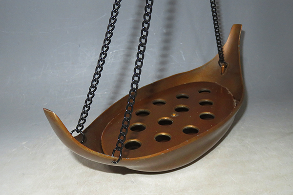 金谷浄雲、唐銅、吊り舟、花入 茶道具 花入 釣花入 釣船 【