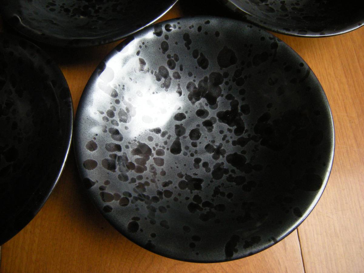 ◎美濃焼◎新品◎【新品・未使用】　油滴天目　平鉢　5.5寸鉢（17㎝ｘ5㎝）　5枚セット　まとめて　＊お勧め＊掘り出し物＊