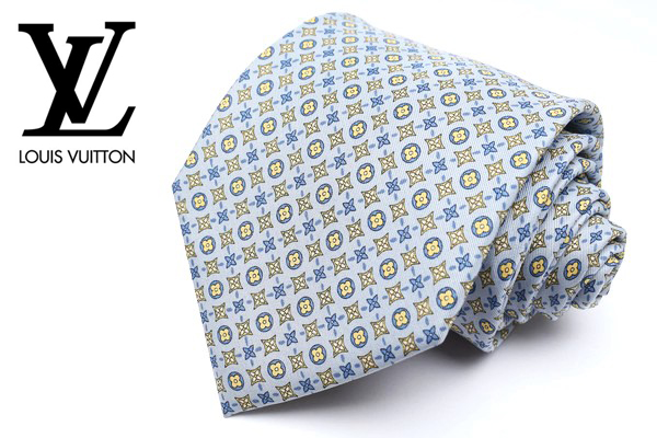 全国無料，人気 1円スタート ルイヴィトン LOUIS VUITTON モノグラム柄 ロゴ プリント イタリア製 シルク メンズ ネクタイ ライトブルー(ネクタイ)｜売買されたオークション情報、yahooの商品情報をアーカイブ公 服飾小物