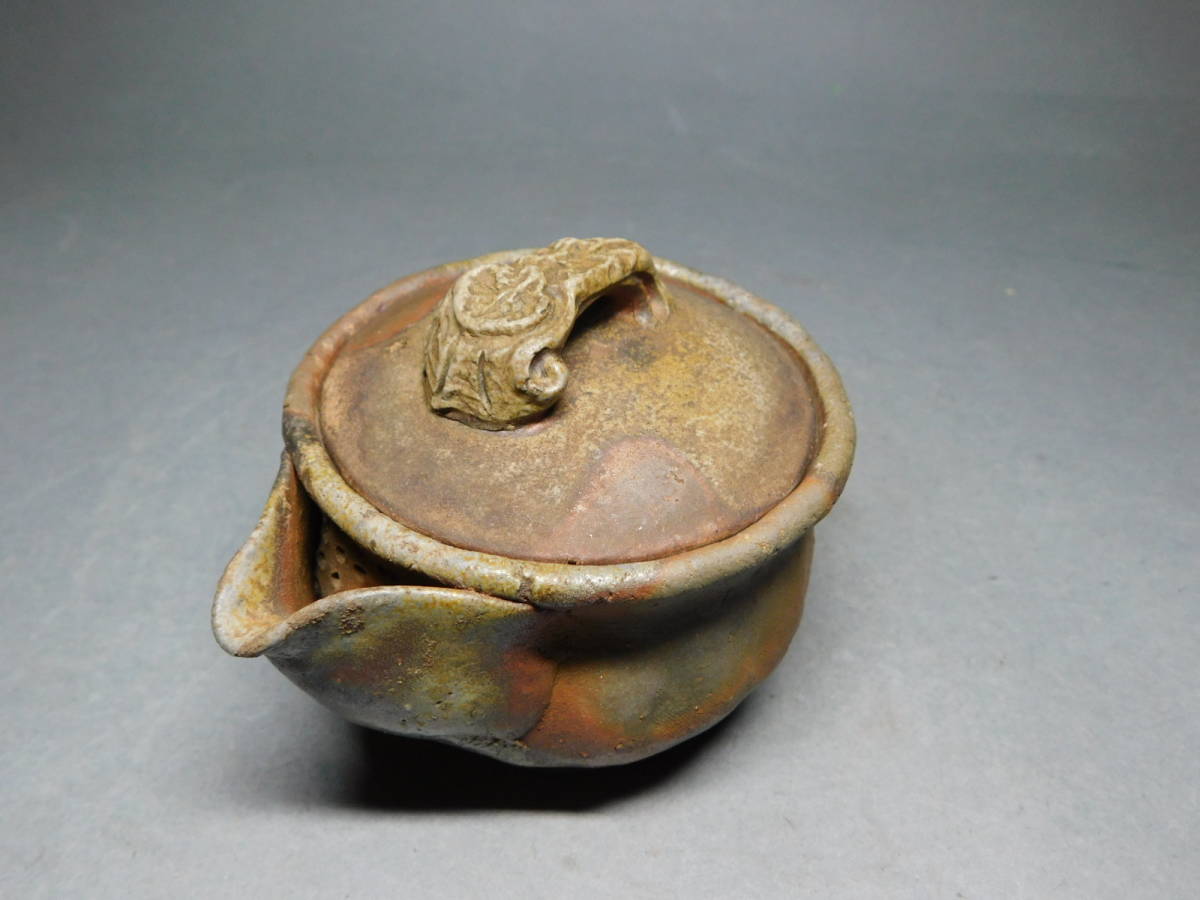 塚光造備前焼泡瓶 煎茶道具茶器茶具宝瓶 【大饗仁堂造備前焼龍摘手造泡