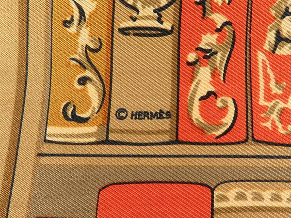 1円～エルメス プチカレ スカーフ シルク 100% オレンジ系 HERMES