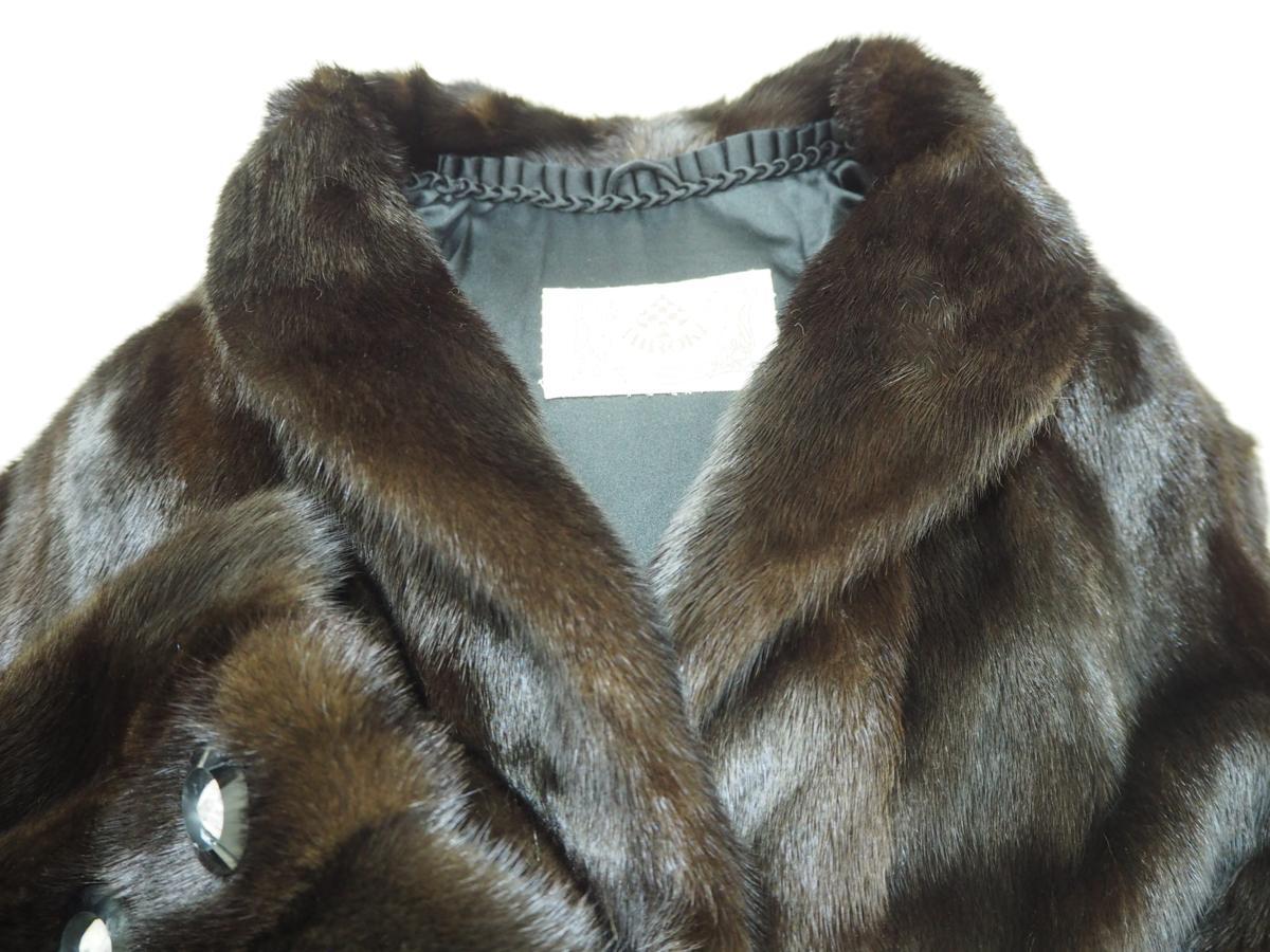 美品◇金SAGA MINK◇ダークミンク◇お袖タックデザイン◇ハーフコート 