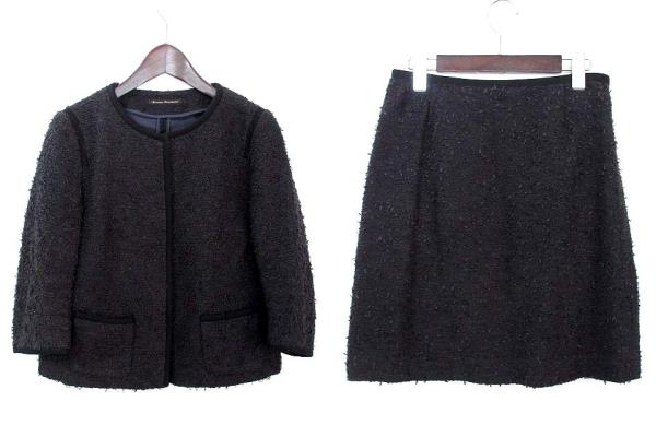  ドレステリア Merceria Dressterior セットアップ スーツ ダークグレー ノーカラー ジャケット 36 スカート 38 ツイード 無地 &Omega;(レディースファッション)｜売買されたオークション情報、yahooの その他