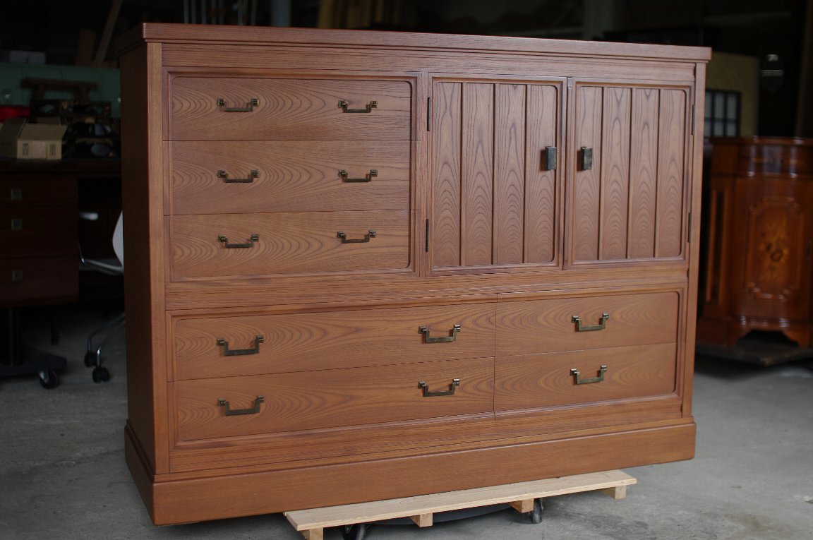 田中家具工房 手造りの二本松欅箪笥 民芸家具 910×460×1100mm