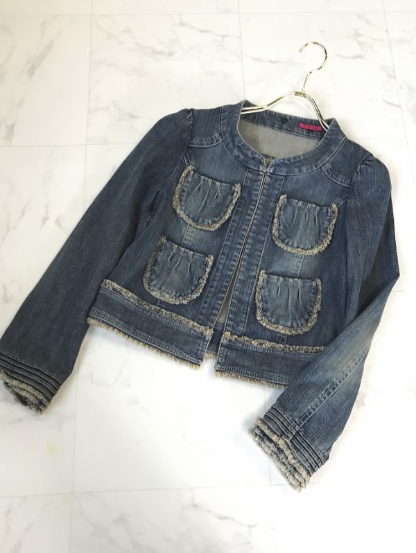 ☆c165☆to be chic トゥービーシック ノーカラー デニム ジャケット 