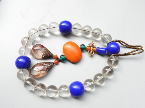 早期收蔵 水晶製 琉璃配飾 十八子 朝珠 仏珠 数珠