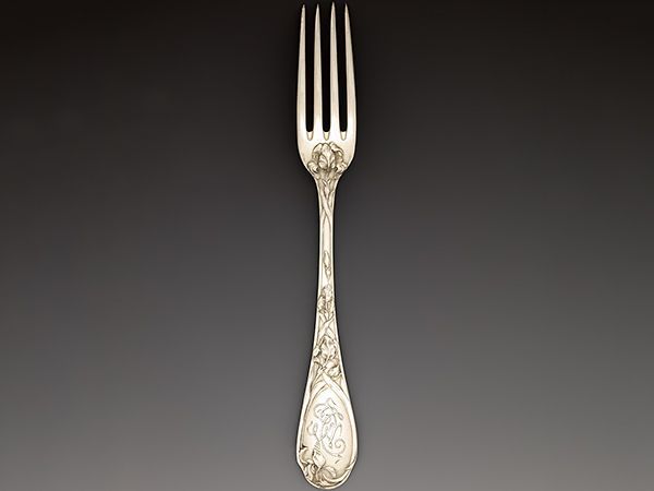 金工師木村清五郎（清雲）造黄銅菊頭四方すかし飾火箸共箱CR8195