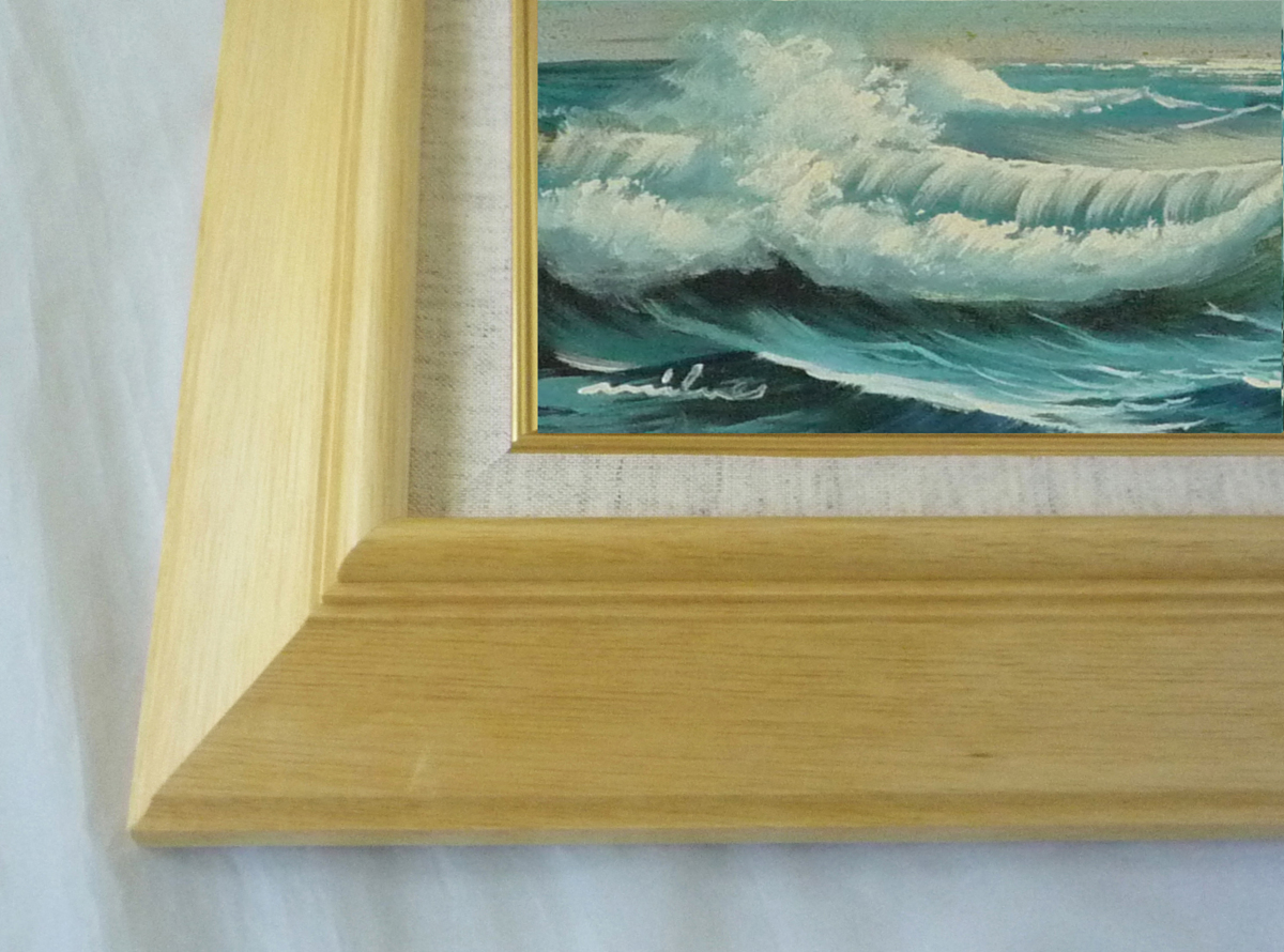 油絵 日の出の海の風景画（油絵肉筆画）885×1280 公式通販 額縁 A4 