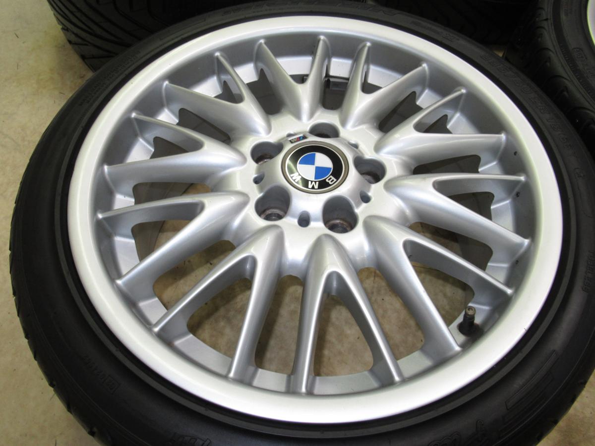 リア1本少しガリ傷が有るだけです！BMW 3シリーズE46純正 8J-18+47，8.5J-18+50 pcd120/5H 225/40ZR18，255/35ZR18 タイヤ付き4本セット