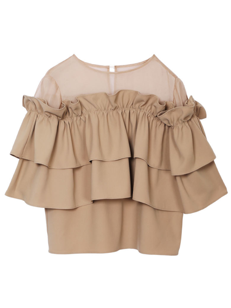 Ameri新品UNDULATE SHEER TOP/ベージュ(F) 即完売のUNDULATEシアー 