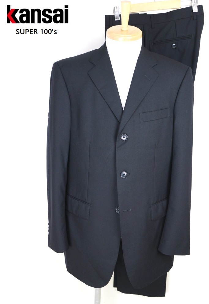 超美品 クリーニング済 Kansai SUPER100's 山本寛斎 春夏 3つボタン スーツ A7 XL ブラック シャドーストライプ 黒 スーツ メンズ | Factelier ウールリュクスシャツ&frasl;イージーケア&frasl;ネイビー 30本入