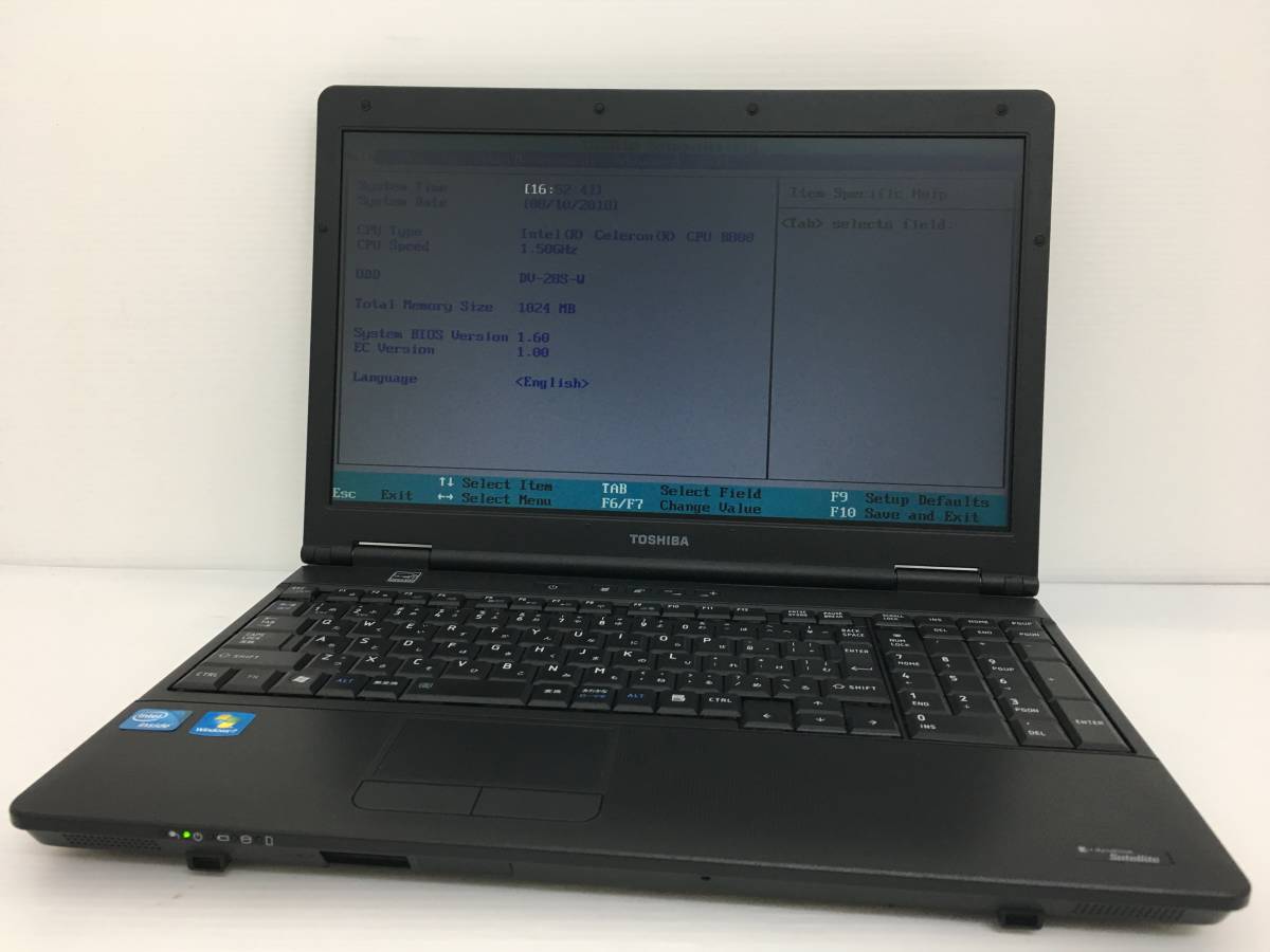 ジャンク品 東芝Dynabook Satellite B451/D Celeron B800 1.50GHz 1GB HDD無 DVD-ROM