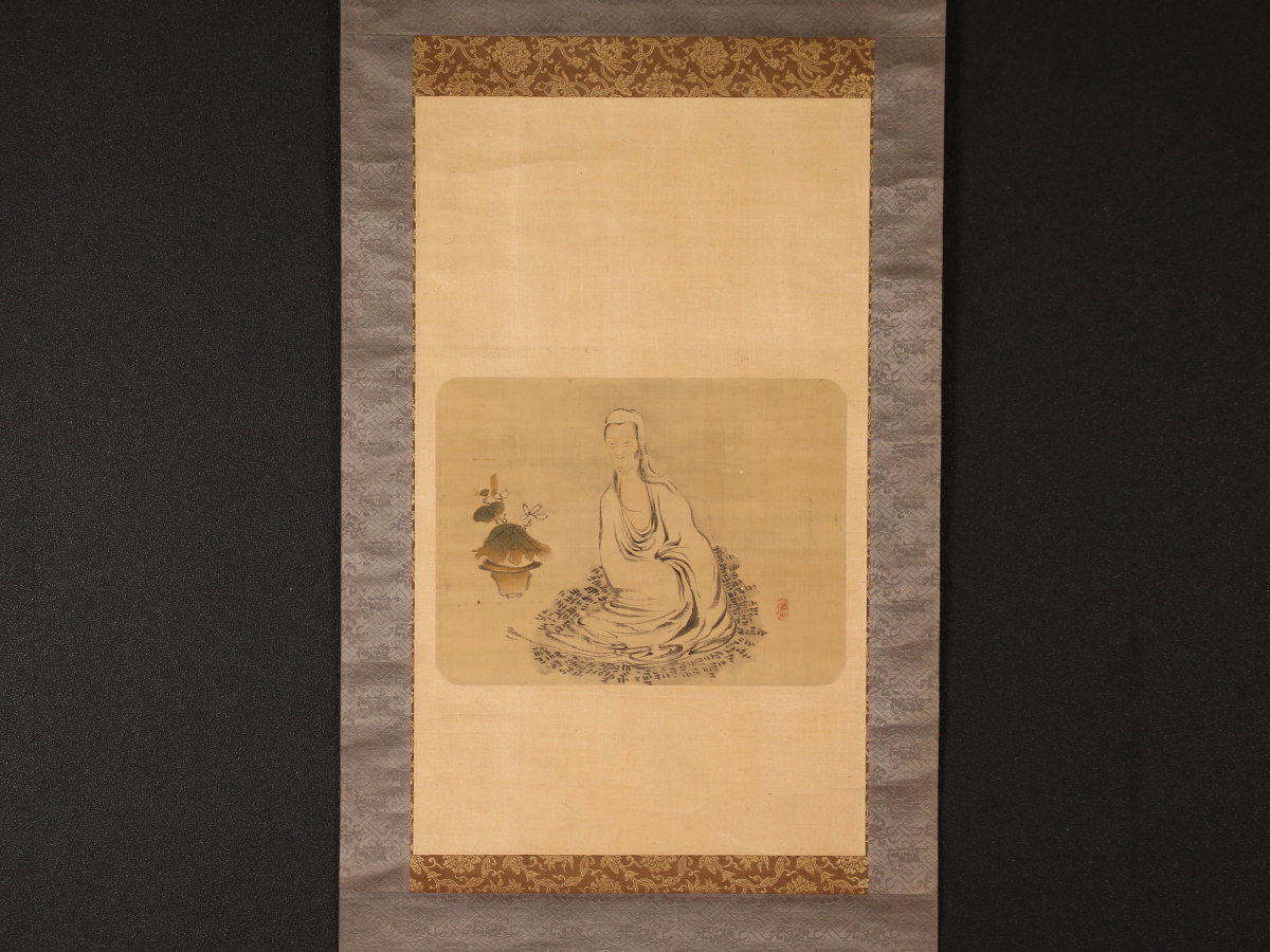 模写】【伝来】e3609〈田能村竹田〉仏画 白衣観音図 中国画 南画家