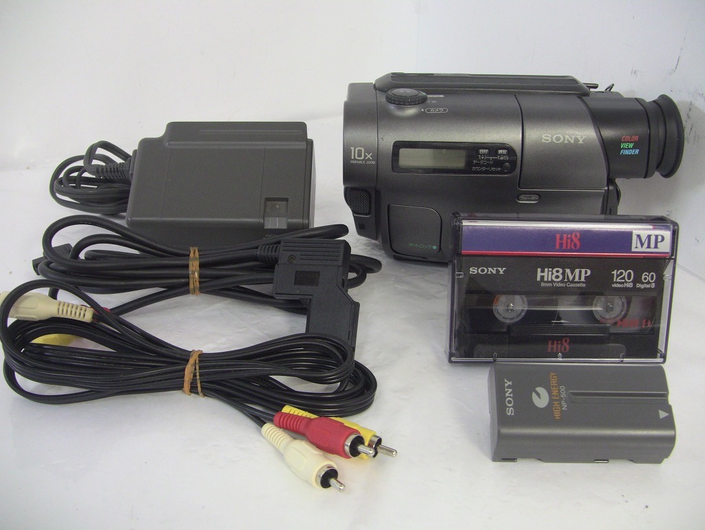 ダビングに！【動作確認済み】再生OK・録画OK SONY Hi8/8mmビデオカメラ CCD-TR3+付属品5点/0865