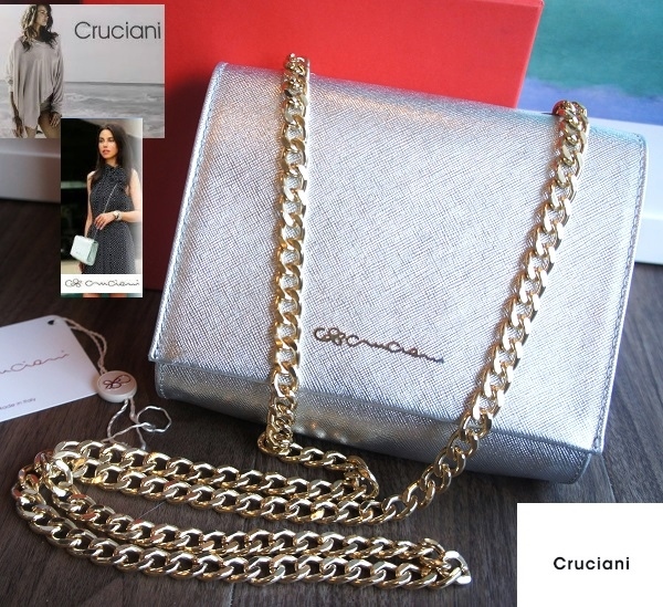 試着程度/Crucianiクルチアーニ/チェーンレザーショルダーバッグ/square bag saffiano with chain/325＄