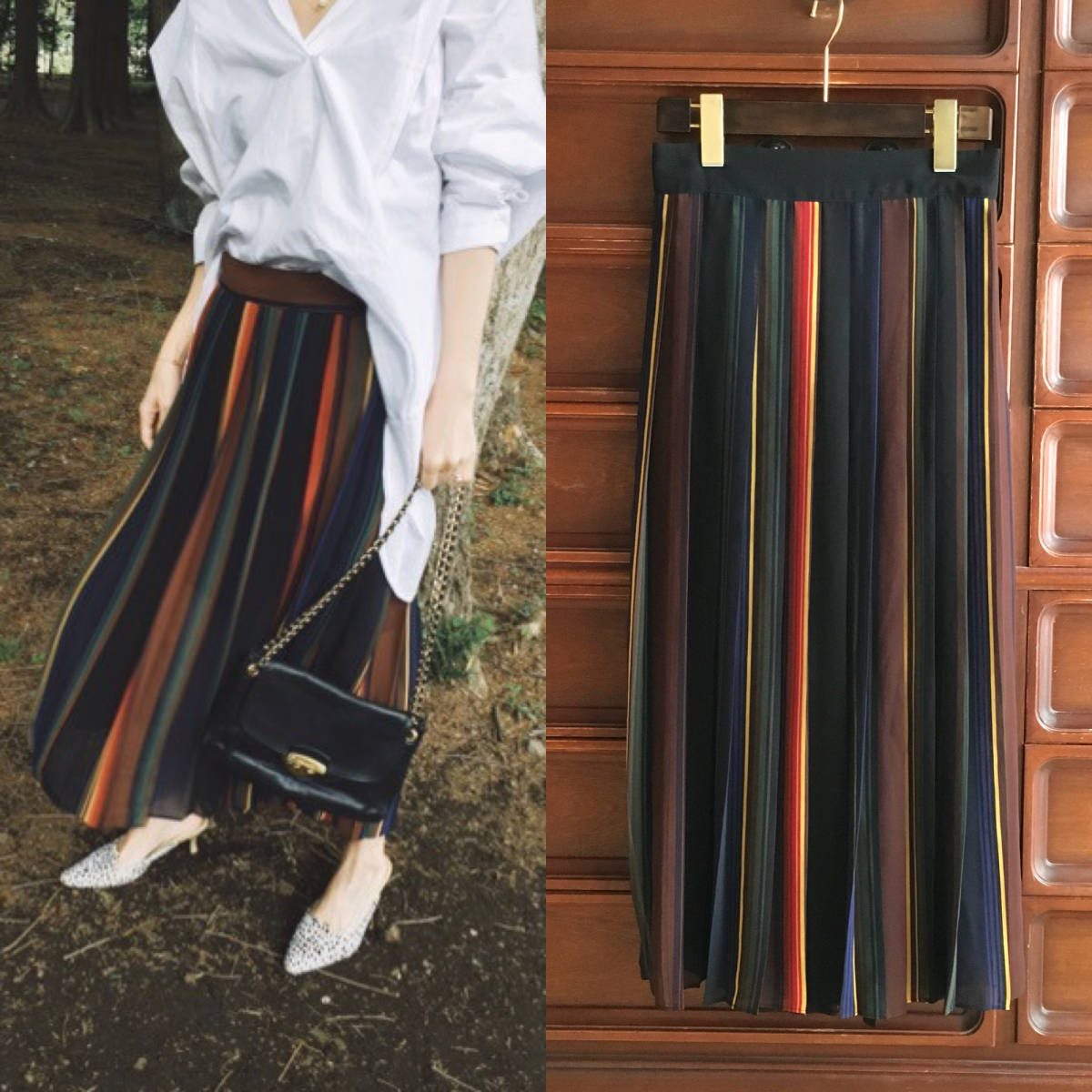 即決◇FINE LINE PLEATS SKIRT◇Ameri VINTAGE アメリヴィンテージ