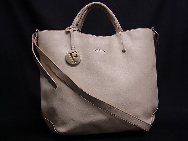1円 FURLA フルラ ロゴ レザー ハンドバッグ ショルダーバッグ 2WAY