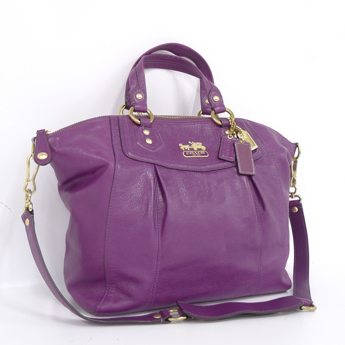 COACH コーチ 2WAYショルダーバッグ ハンドバッグ レザー パープル 
