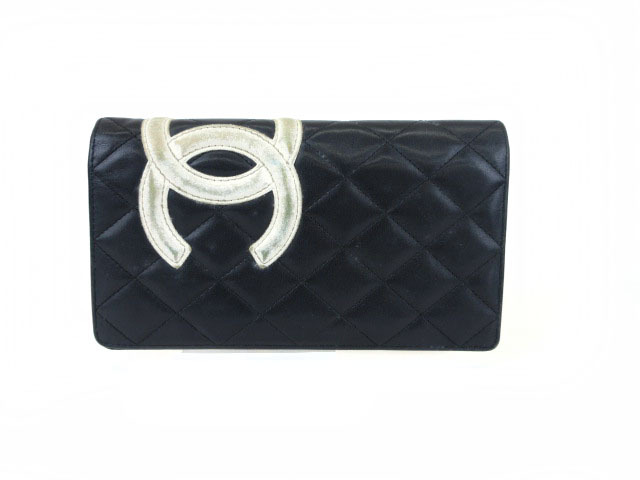 シャネル CHANEL カンボンライン 長財布 二つ折り 1000万番台 黒