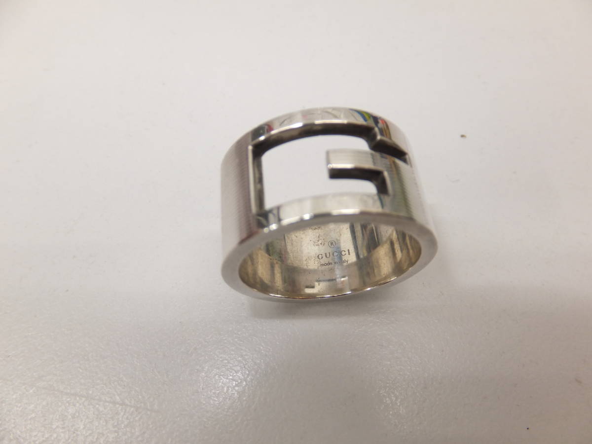 ＄26750-180　正規良品【GUCCI/グッチ　925】リング/指輪　Gロゴ　メンズ　18号　送料180円～_1
