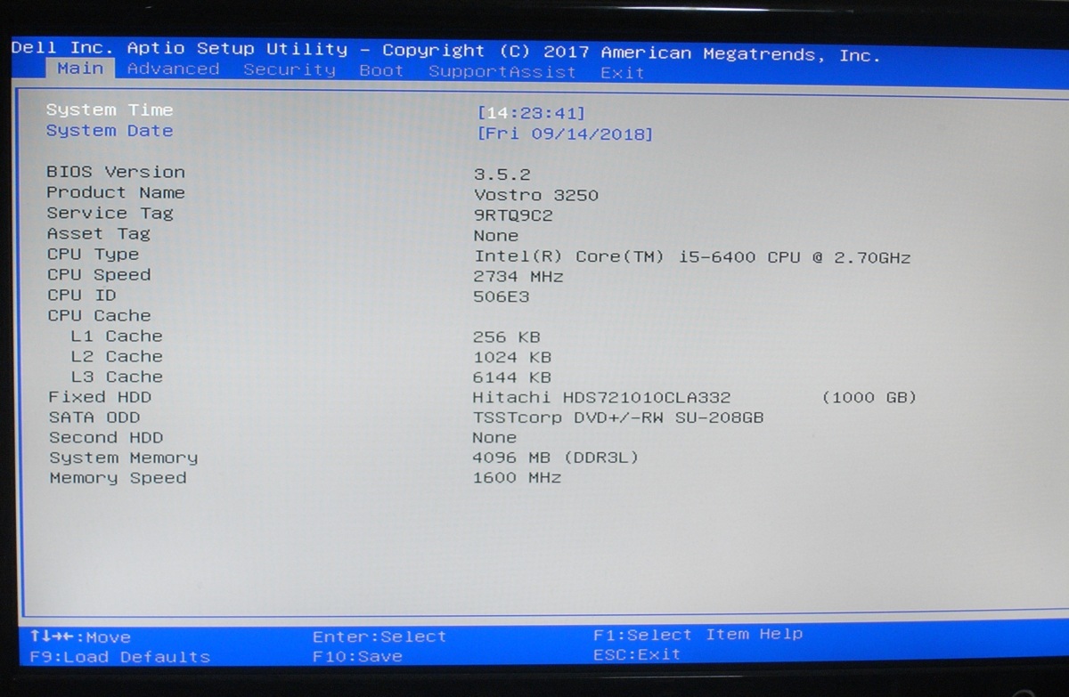 B6370 Dell Vostro 3250 ジャンク / Core i5-6400 / 4GB / HDD1TB For