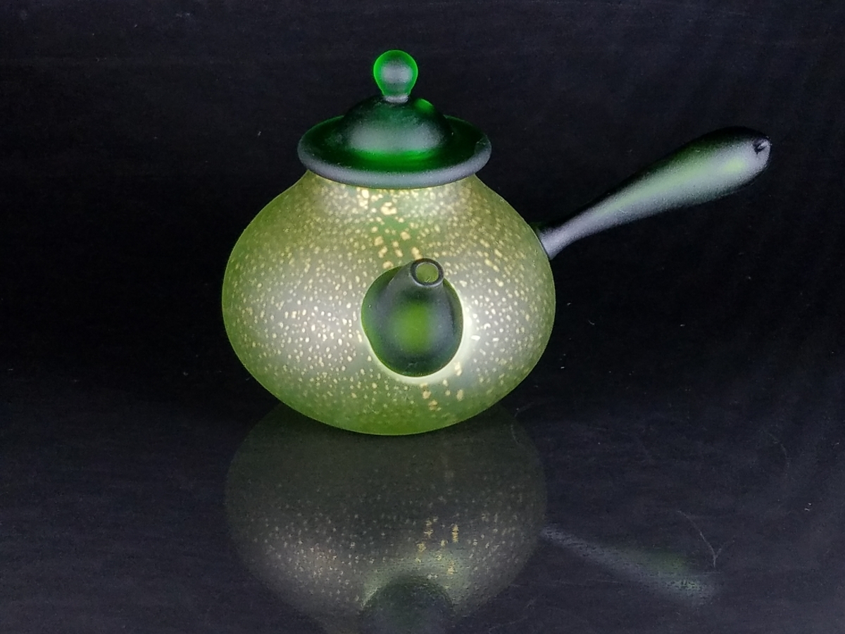 煎茶道具 急須 茶考具 朱泥 横手急須 花唐草 大振 色絵 『 横手