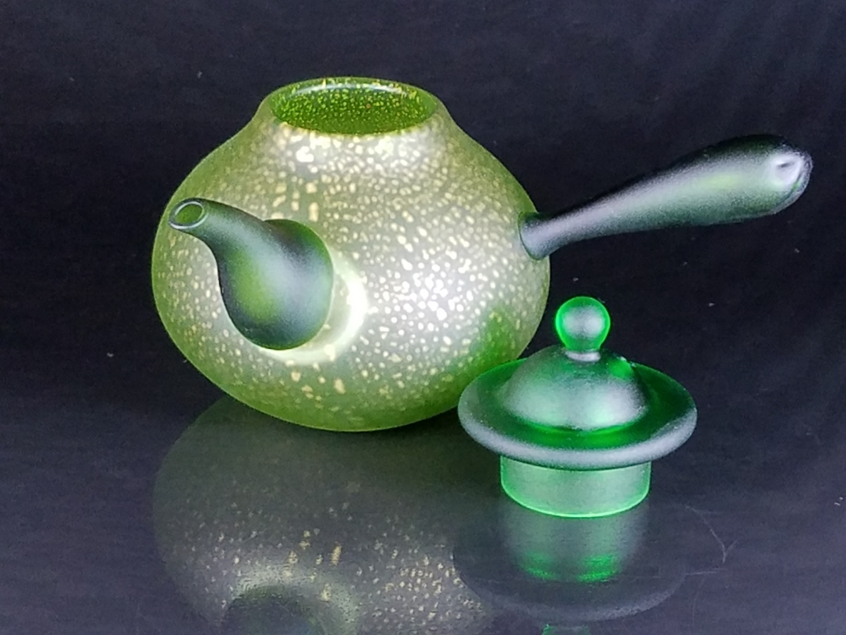 煎茶道具 急須 茶考具 朱泥 横手急須 花唐草 大振 色絵 『 横手